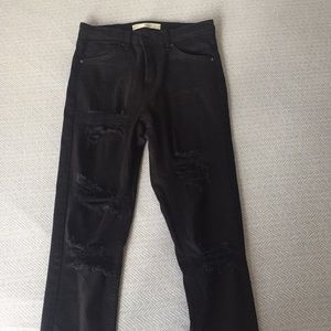 Topshop Jamie Distressed Black Jeans